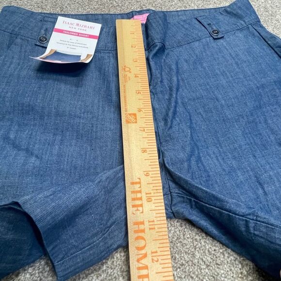 Isaac mizrahi womens tailored shorts sz 6 high rise chambray denim shorts nwt - Picture 7 of 12